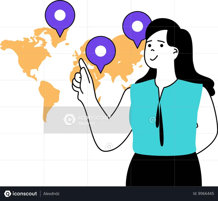 Businesswoman have global business  Illustration