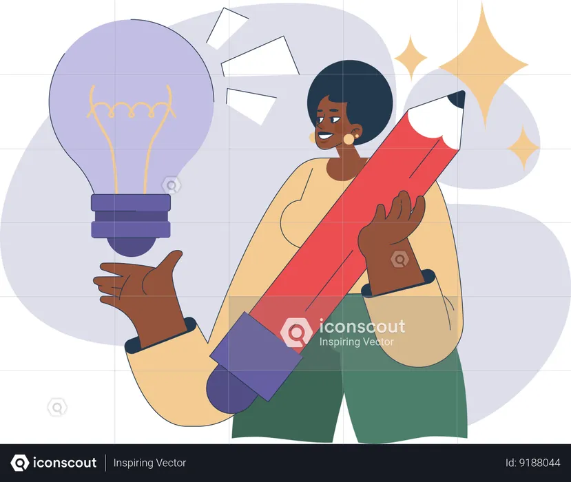 Businesswoman have innovative ideas  Illustration