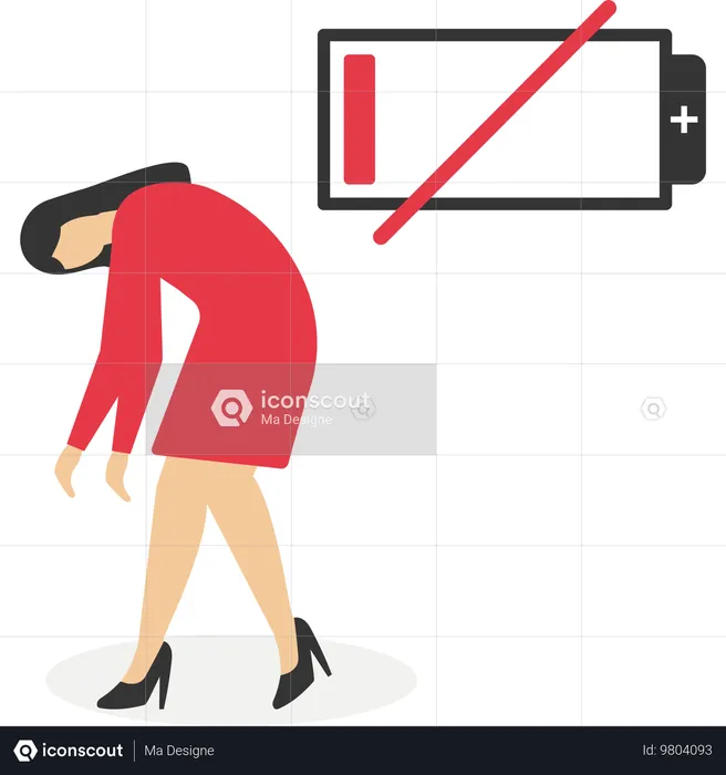 Businesswoman have low energy and needs for charging  Illustration