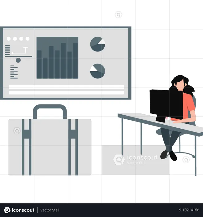 Businesswoman having meeting for data analytics  Illustration