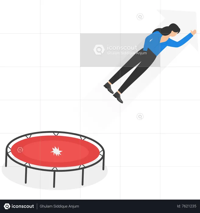 Best Businesswoman high jump with springboard Illustration download in