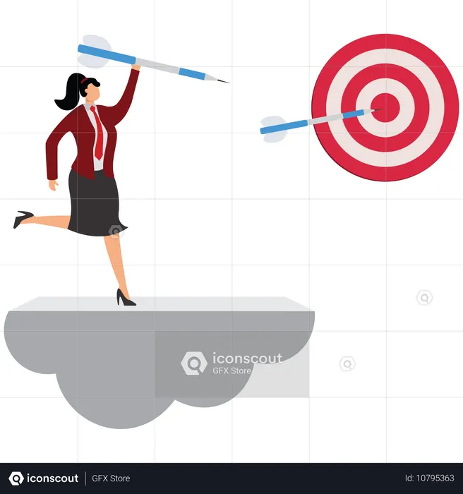 Businesswoman Hitting the target  Illustration