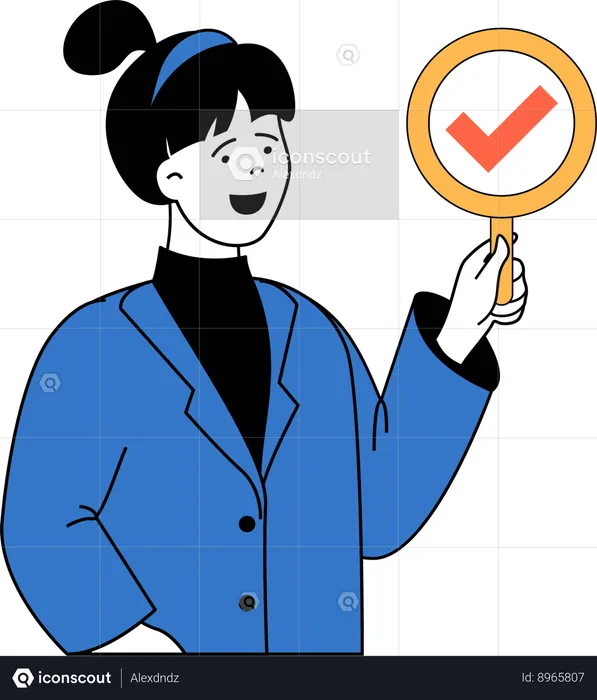 Businesswoman holding check mark board  Illustration