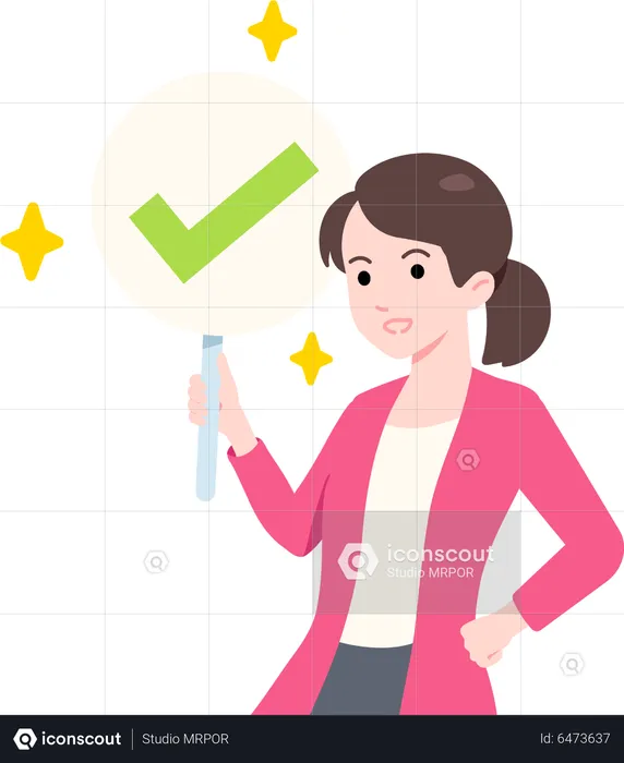 Businesswoman Holding Checkmark Board  Illustration