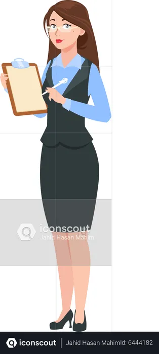 Businesswoman holding clipboard  Illustration