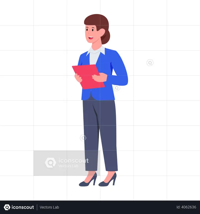 Businesswoman holding file  Illustration