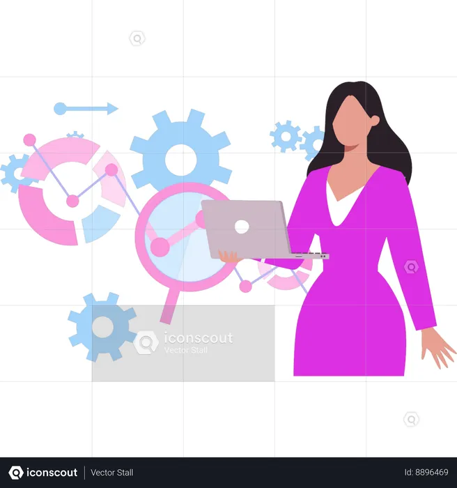 Businesswoman holding laptop  Illustration