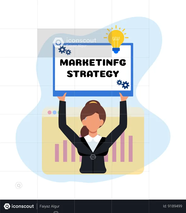 Businesswoman Holding Marketing Strategy Board  Illustration