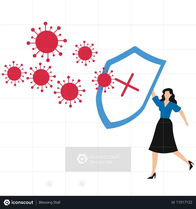 Businesswoman holding protection shield  Illustration