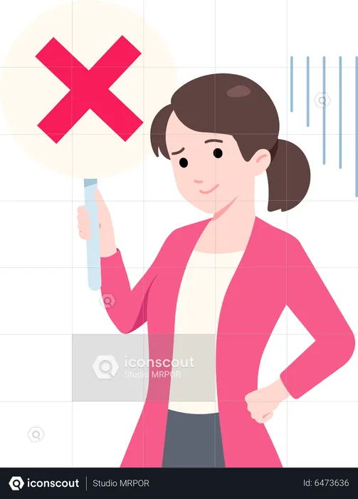 Businesswoman Holding Rejected Board  Illustration