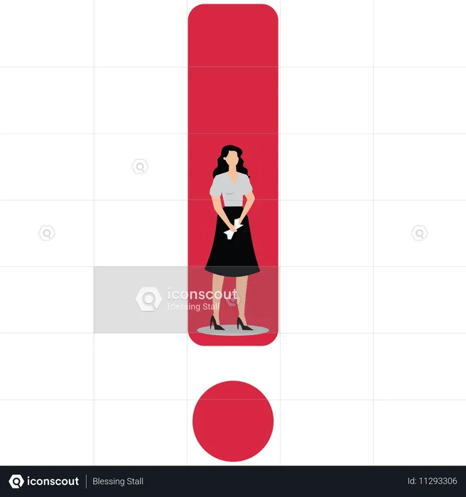 Businesswoman in exclamation mark  Illustration