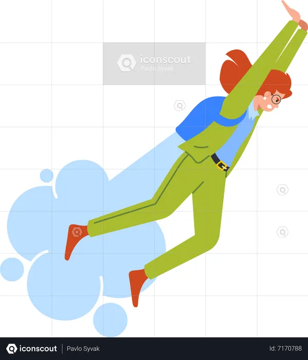 Businesswoman In Struggle Pose With Outstretched Arms  Illustration