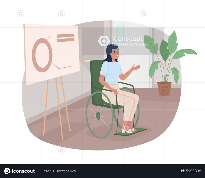 Businesswoman in wheelchair giving presentation  Illustration