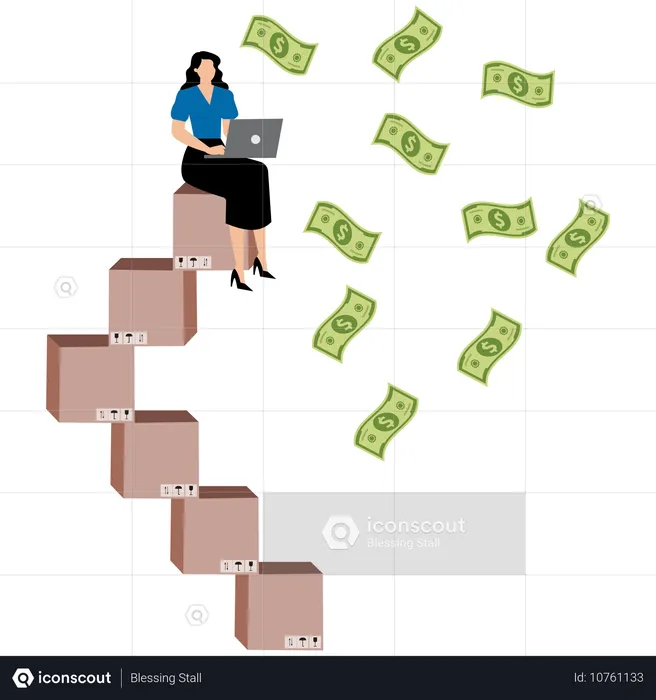 Businesswoman incurring loss in company  Illustration