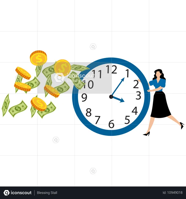 Businesswoman investing in long term investment program  Illustration