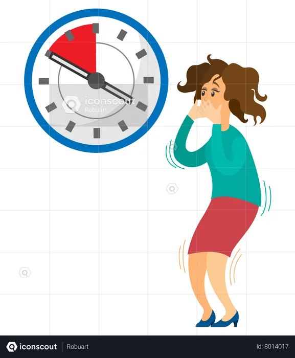 Businesswoman is afraid of time  Illustration