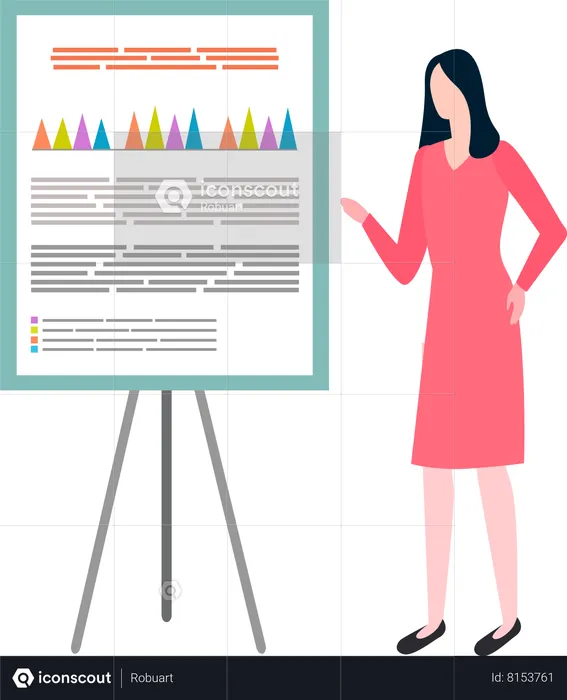Businesswoman is analyzing business risks  Illustration