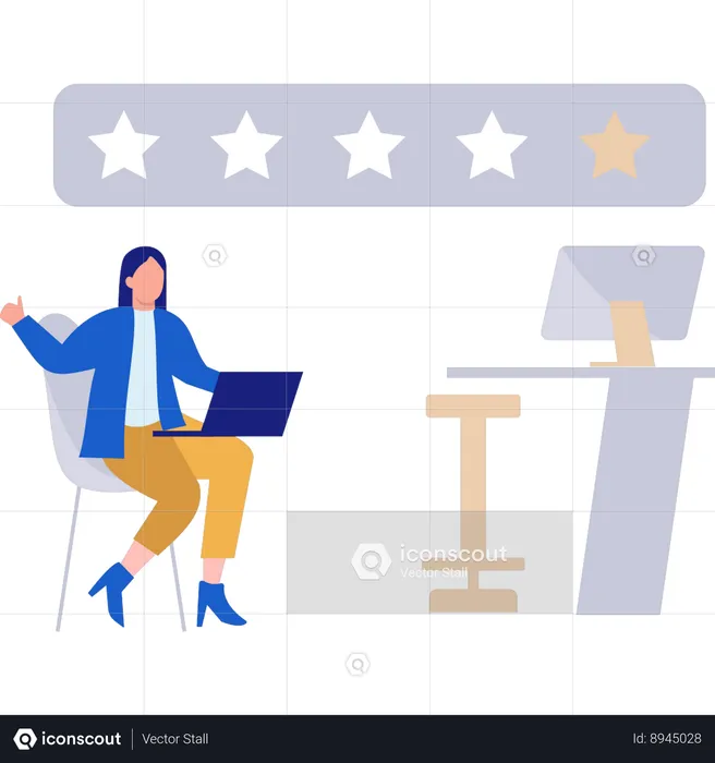 Businesswoman is analyzing user feedback  Illustration
