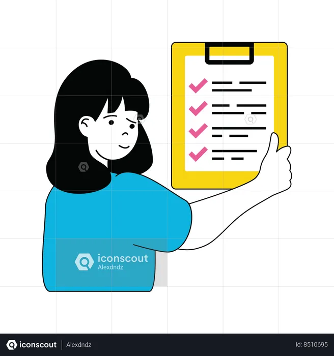 Businesswoman is check listing task  Illustration