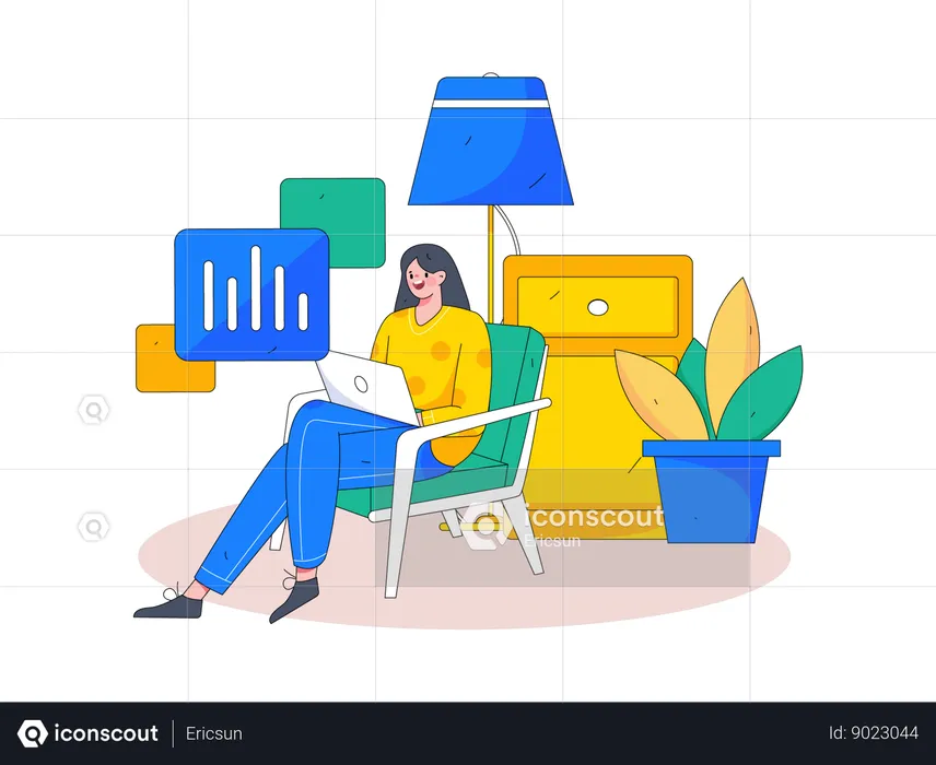 Businesswoman is doing business analytics  Illustration