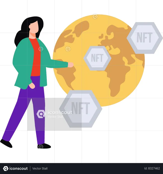 Businesswoman is doing business globally  Illustration