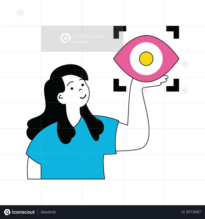 Businesswoman is doing eye verification  Illustration