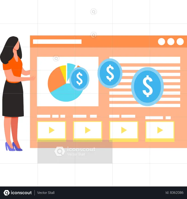 Businesswoman is doing financial arrangement  Illustration