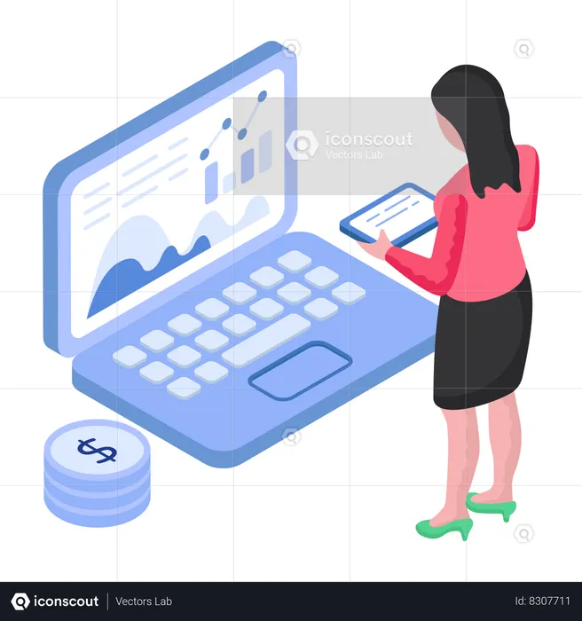 Businesswoman is doing online meeting  Illustration