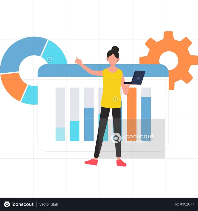 Businesswoman is doing web monitoring  Illustration