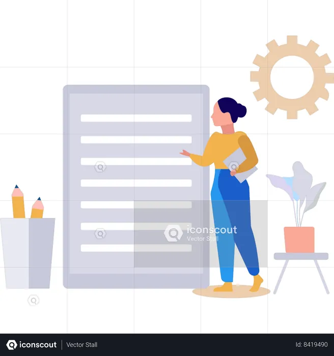 Businesswoman is editing content  Illustration