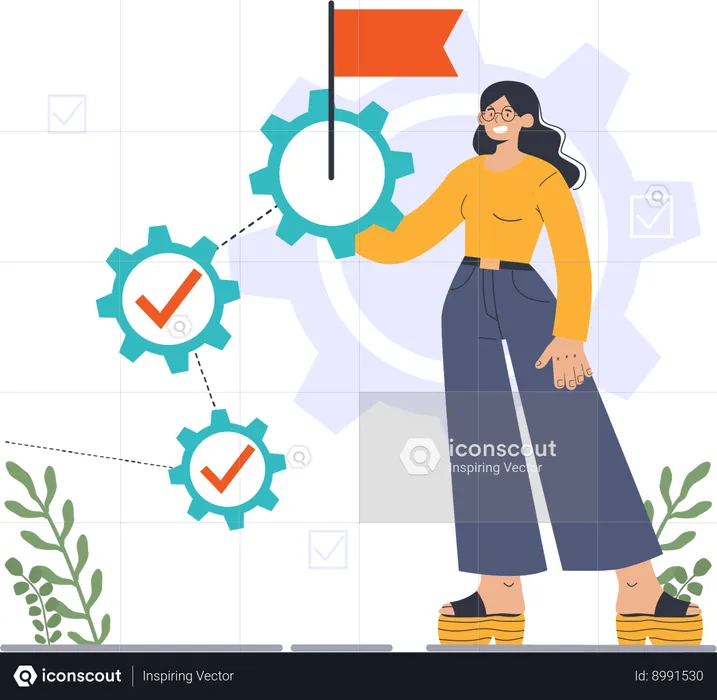 Businesswoman is finding business opportunities  Illustration