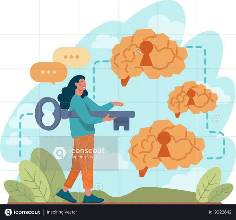 Businesswoman is finding creative ideas  Illustration