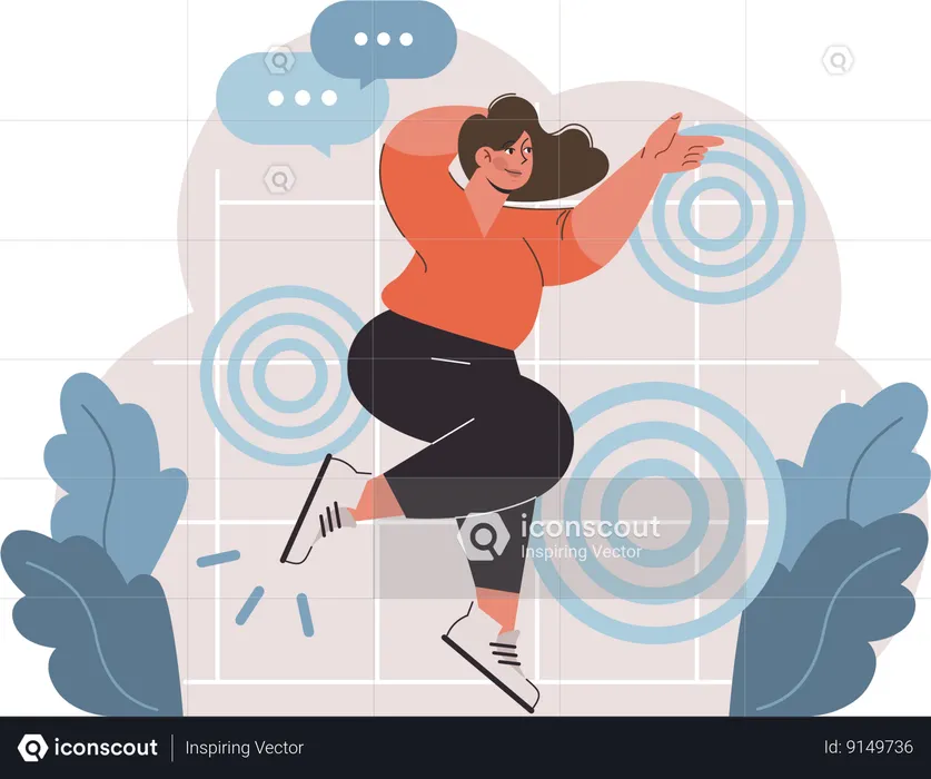 Businesswoman is focusing on company goals  Illustration