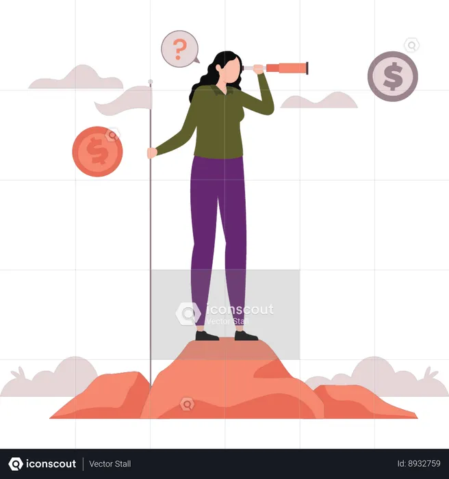 Businesswoman is forecasting business goals  Illustration