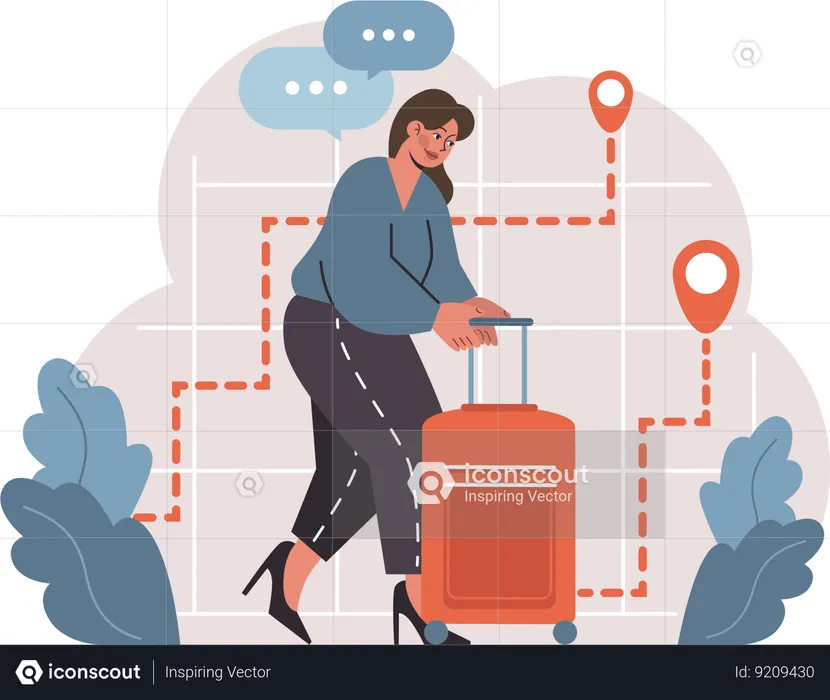 Businesswoman is going on business journey  Illustration