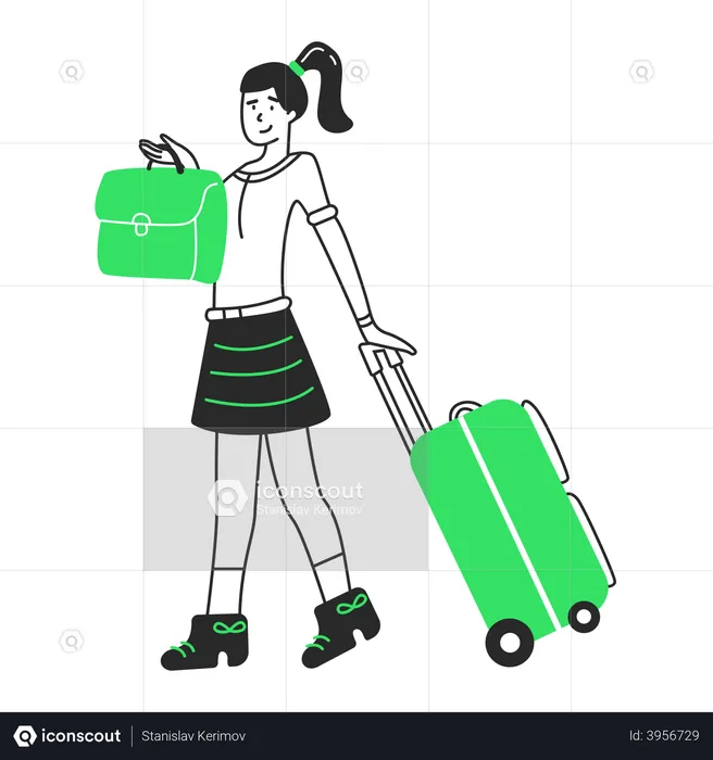 Businesswoman is going to business trip  Illustration