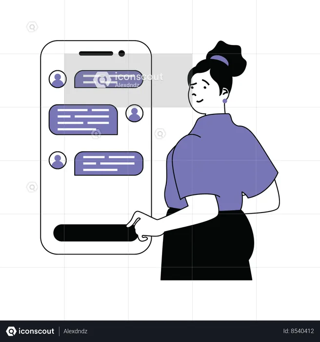 Businesswoman is looking at clients chat  Illustration