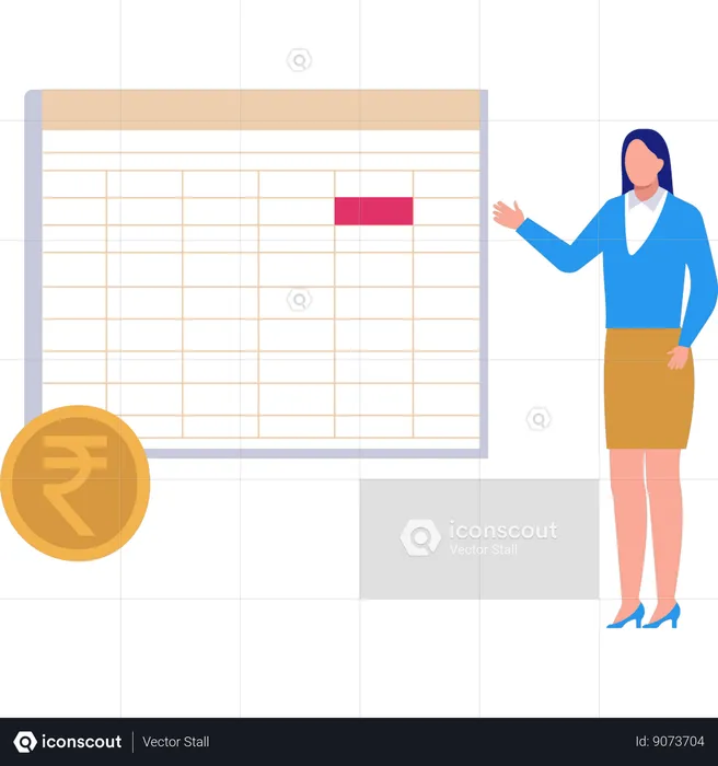 Businesswoman is looking at financial schedule  Illustration