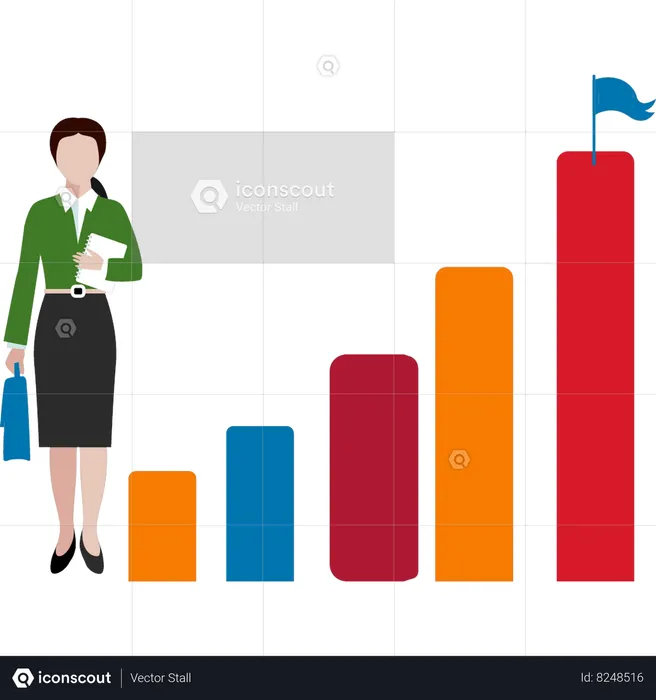 Businesswoman is moving towards her growth  Illustration
