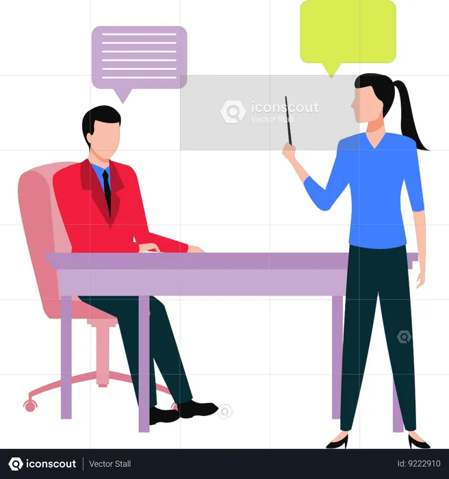 Businesswoman is presenting to employee  Illustration