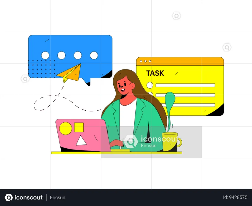 Businesswoman is scheduling business task  Illustration