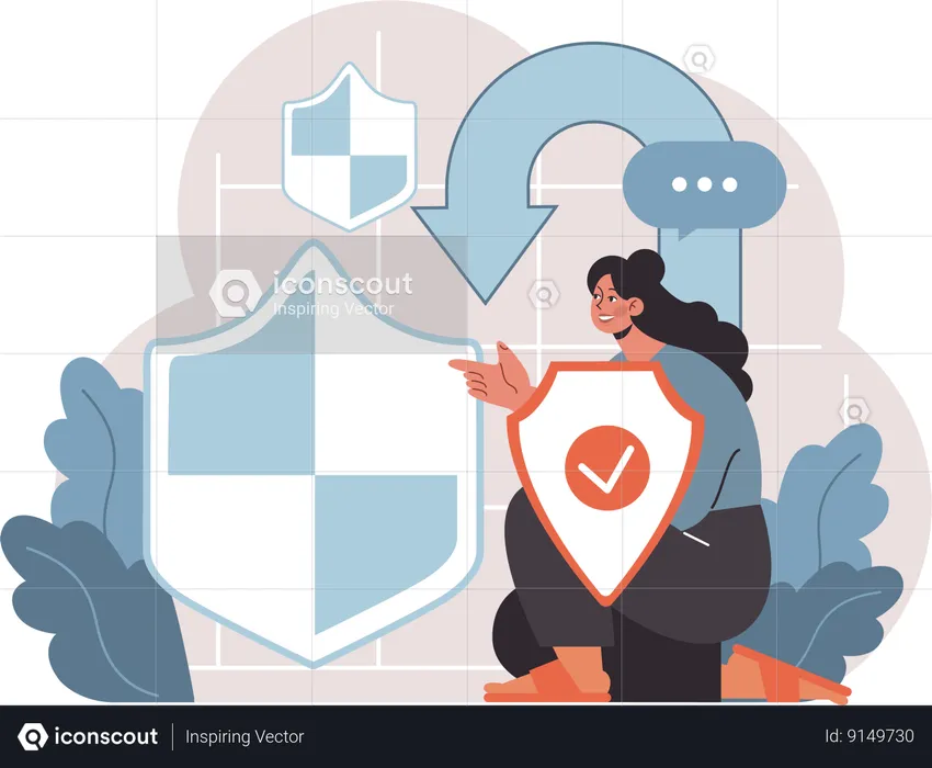 Businesswoman is securing her business data  Illustration