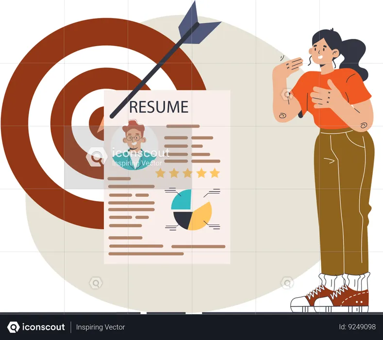 Businesswoman is selecting final candidate  Illustration