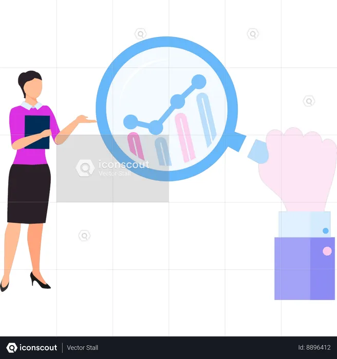 Businesswoman is showing the graph  Illustration