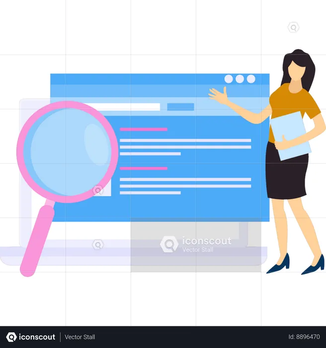 Businesswoman is showing web page search  Illustration