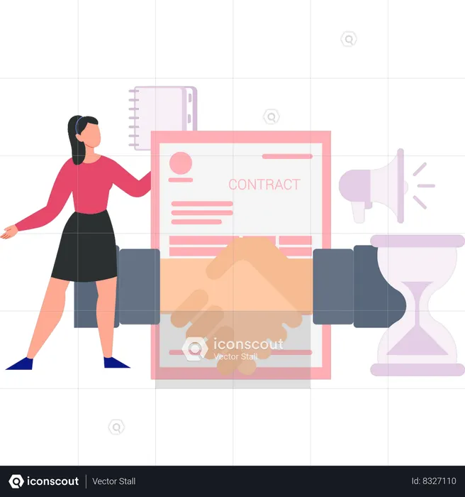 Businesswoman is signing business contract  Illustration