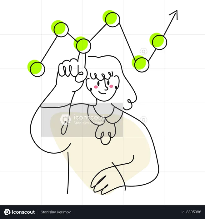 Businesswoman is studying the sales schedule  Illustration