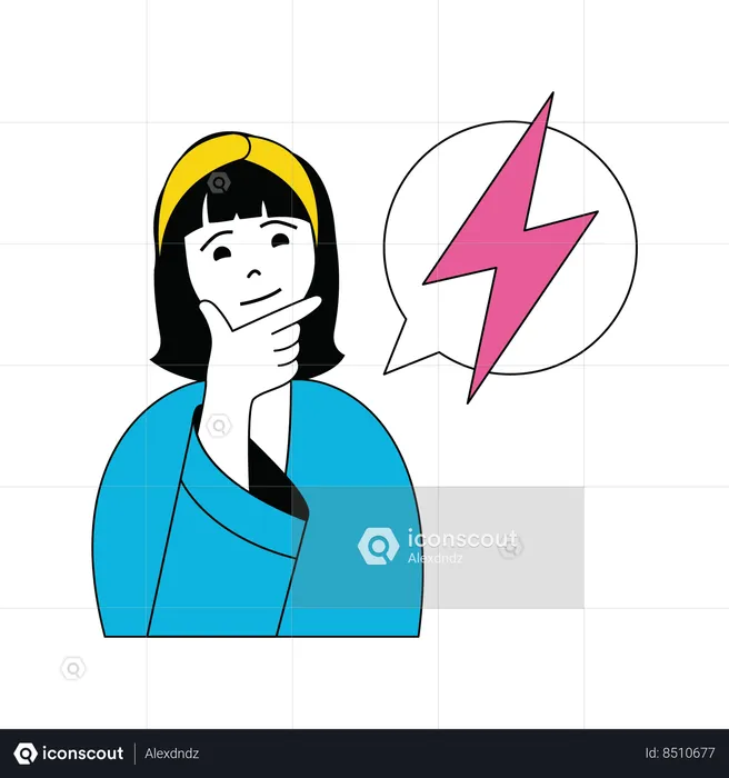 Businesswoman is thinking creative idea  Illustration