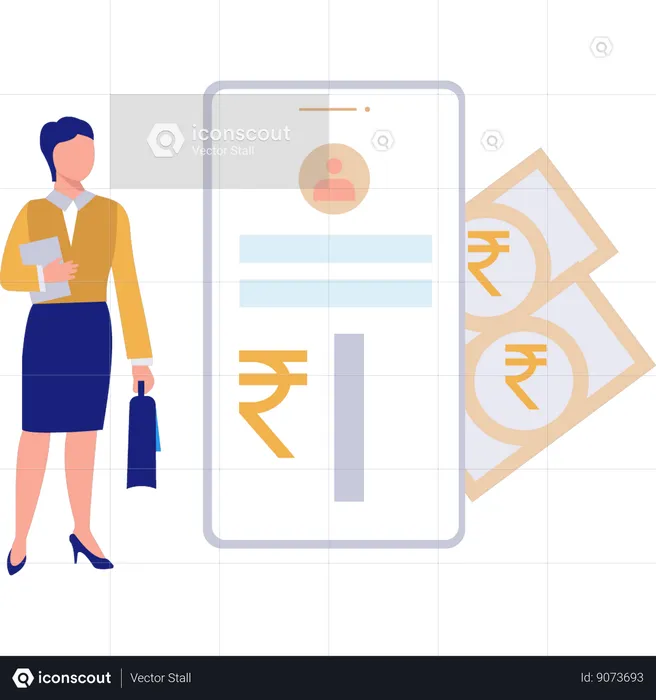 Businesswoman is transferring money  Illustration