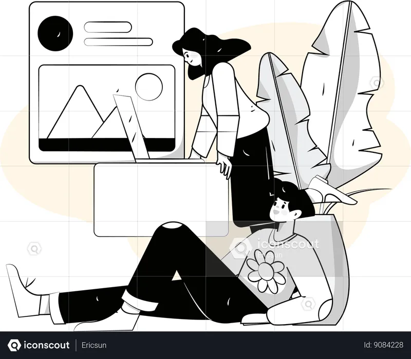 Businesswoman is working from home  Illustration